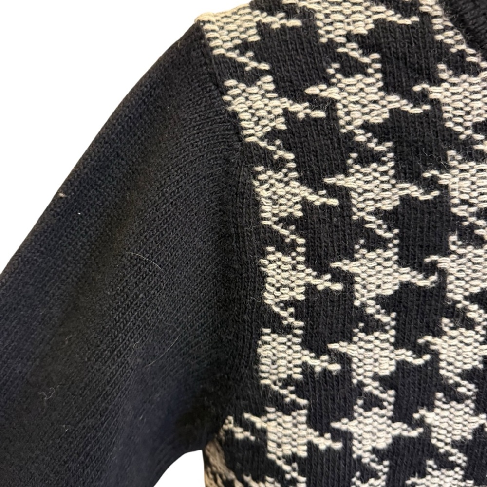 Barbour Black and Gray Houndstooth Wool Knit Sweater sz10 - Picture 4 of 10